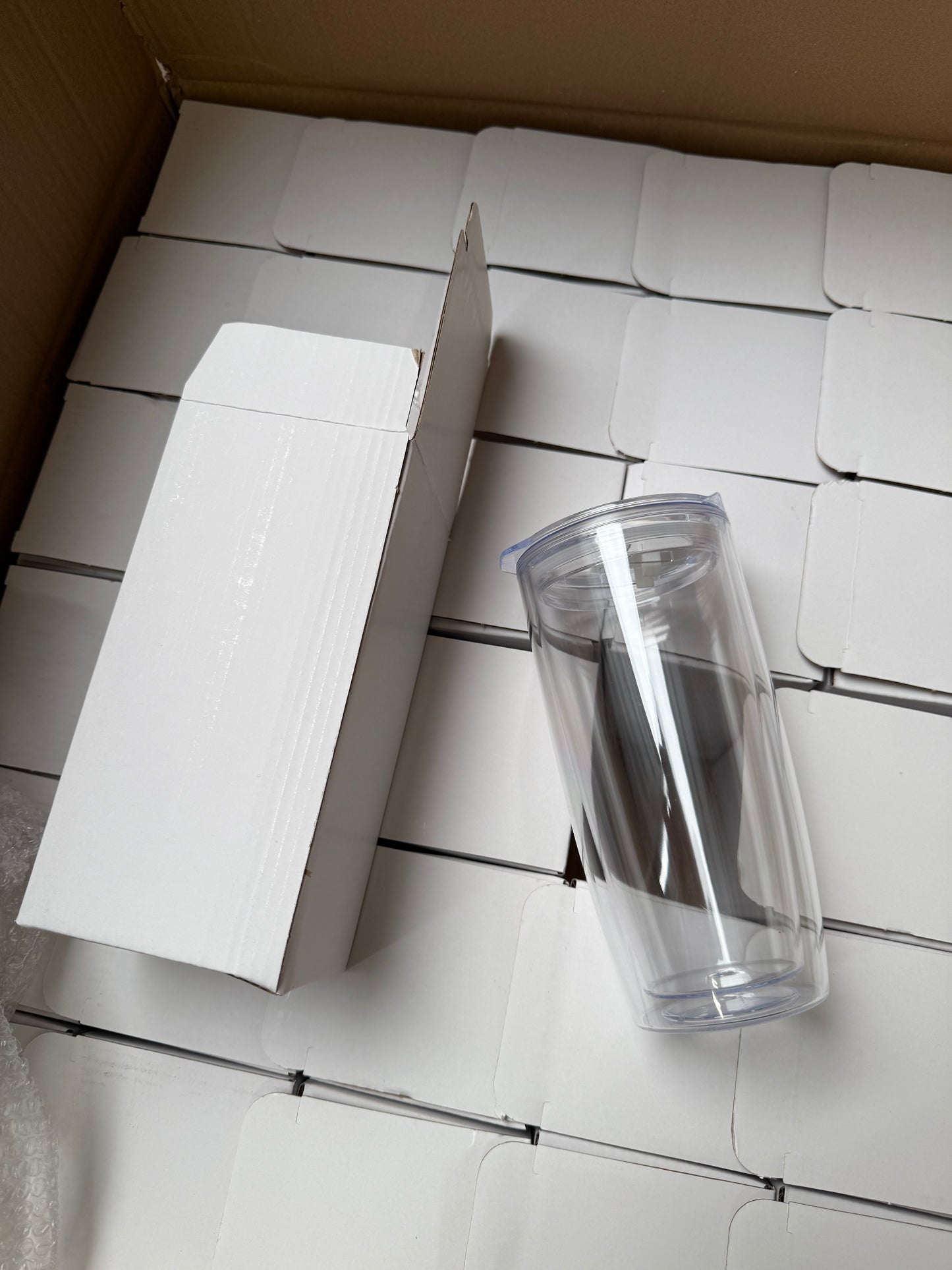 Wholesale Joblot Box Of 36 clear Plastic Thermal Cups With Sip Lids