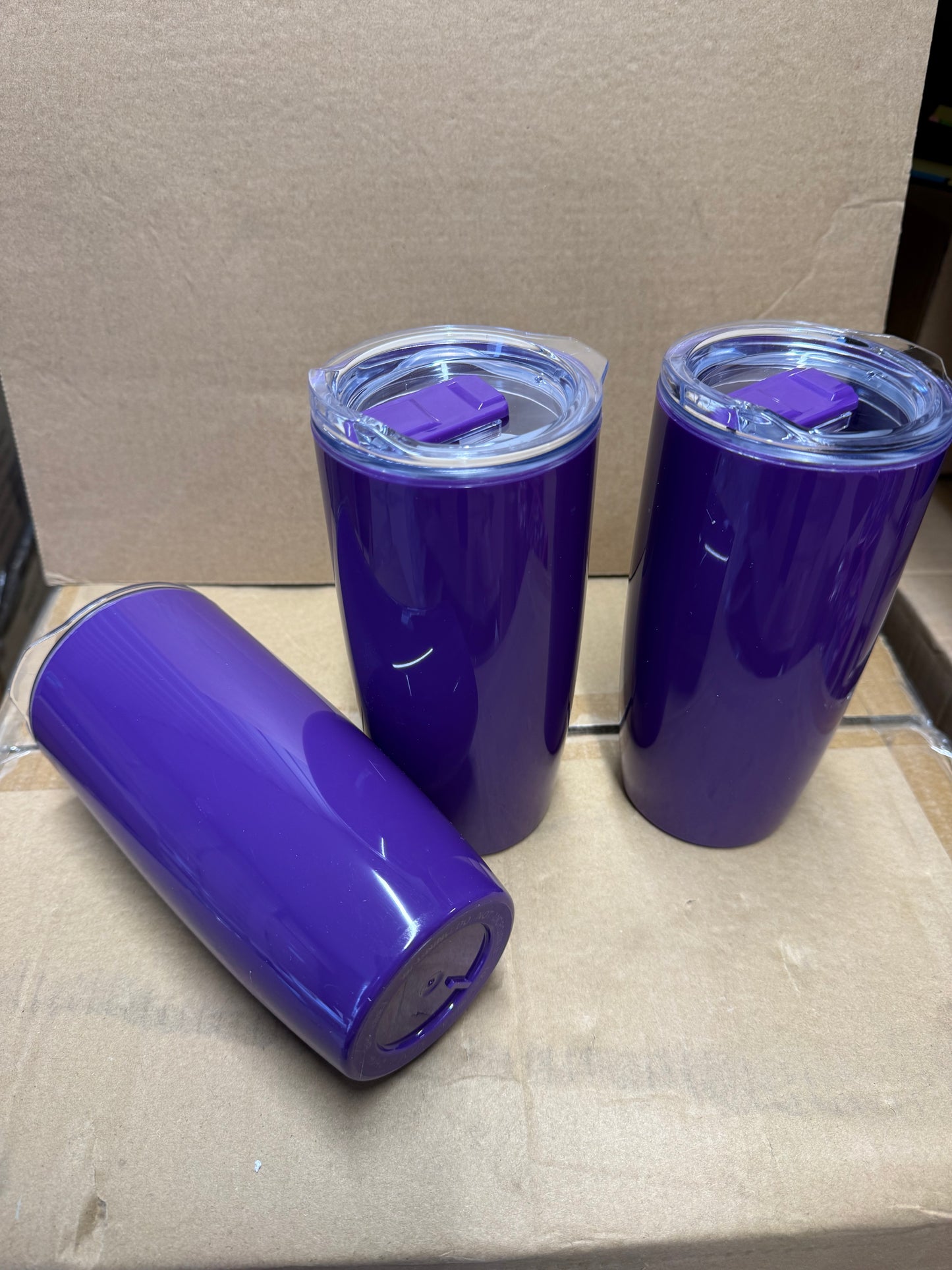 **Special Offer** Wholesale Joblot Box Of 36 Purple Plastic Thermal Cups With Sip Lids