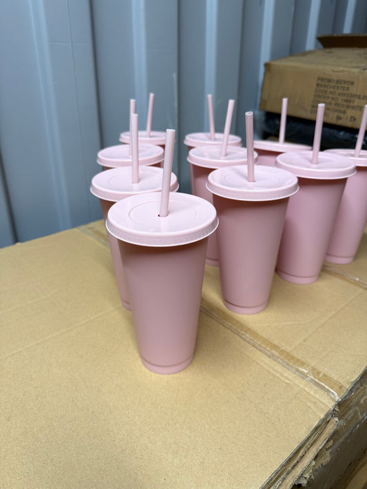 10 Pink/Black Cold Cups & Lid & Straw best quality and perfect to personalise