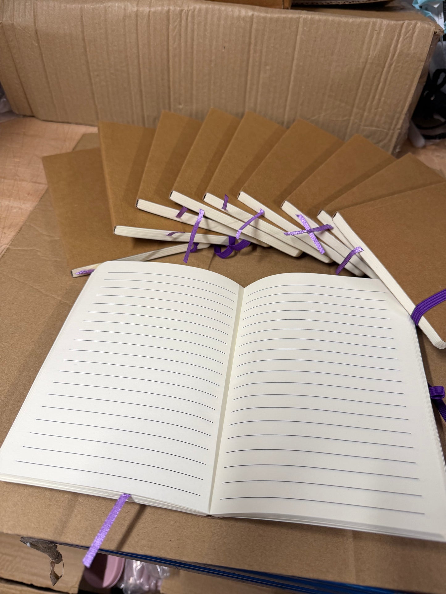 Bundle of 10 B6 notebooks with purple closure