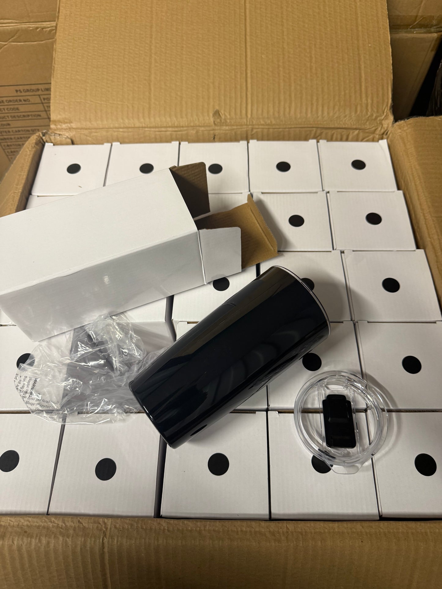 Wholesale Joblot Box Of 36 Black Plastic Thermal Cups With Sip Lids
