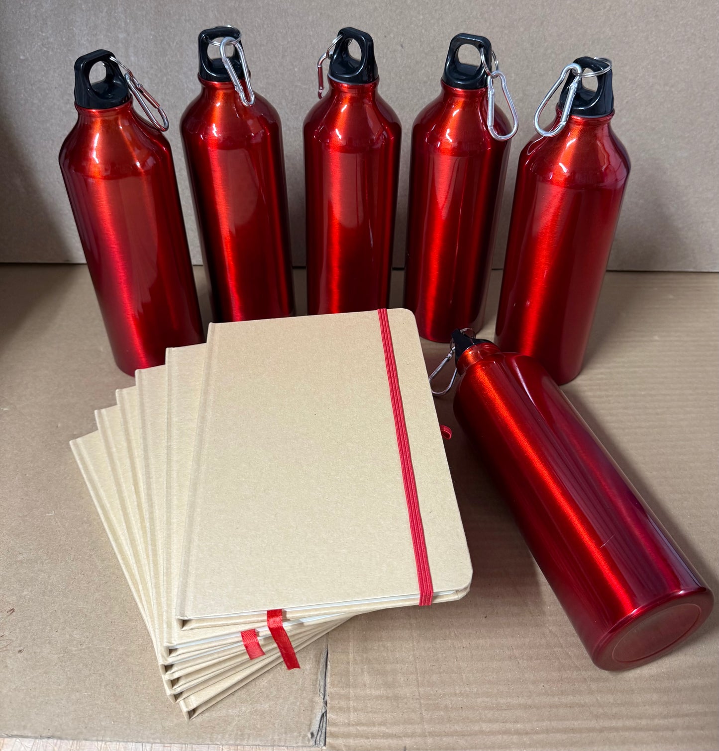 Bundle of 6 Aluminium water bottle and notebook sets