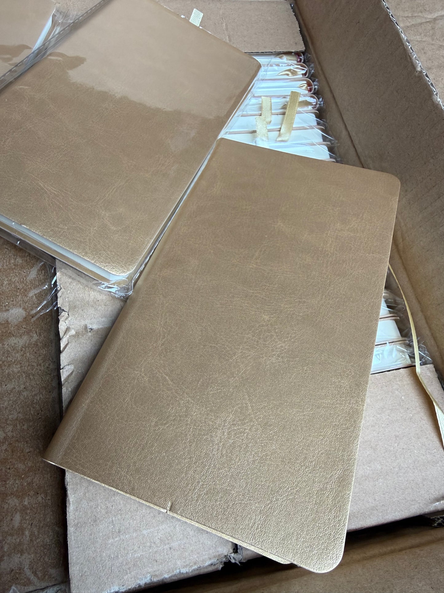 5x Gold PU backed slim pocket notebooks