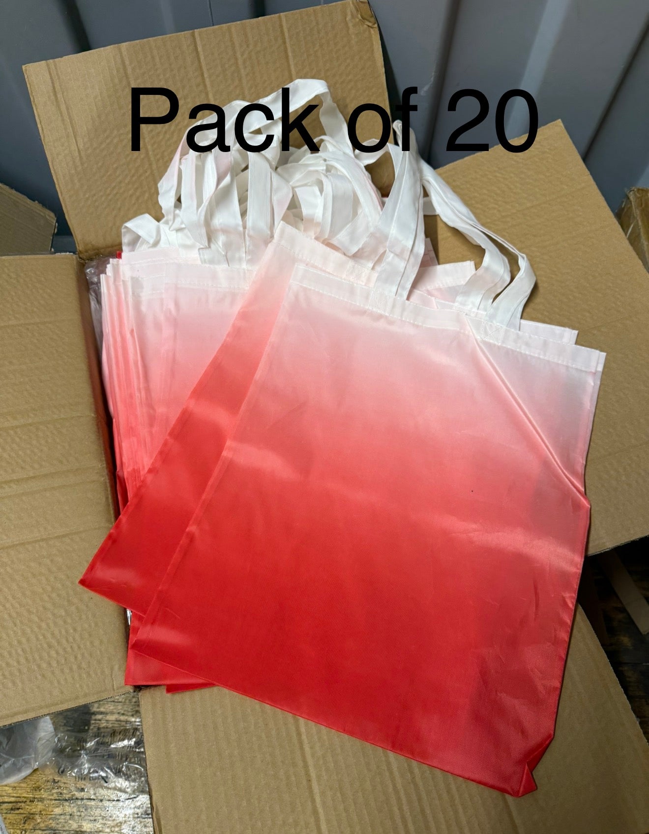 Pack of 20 Red ombré polyester shopper tote bags