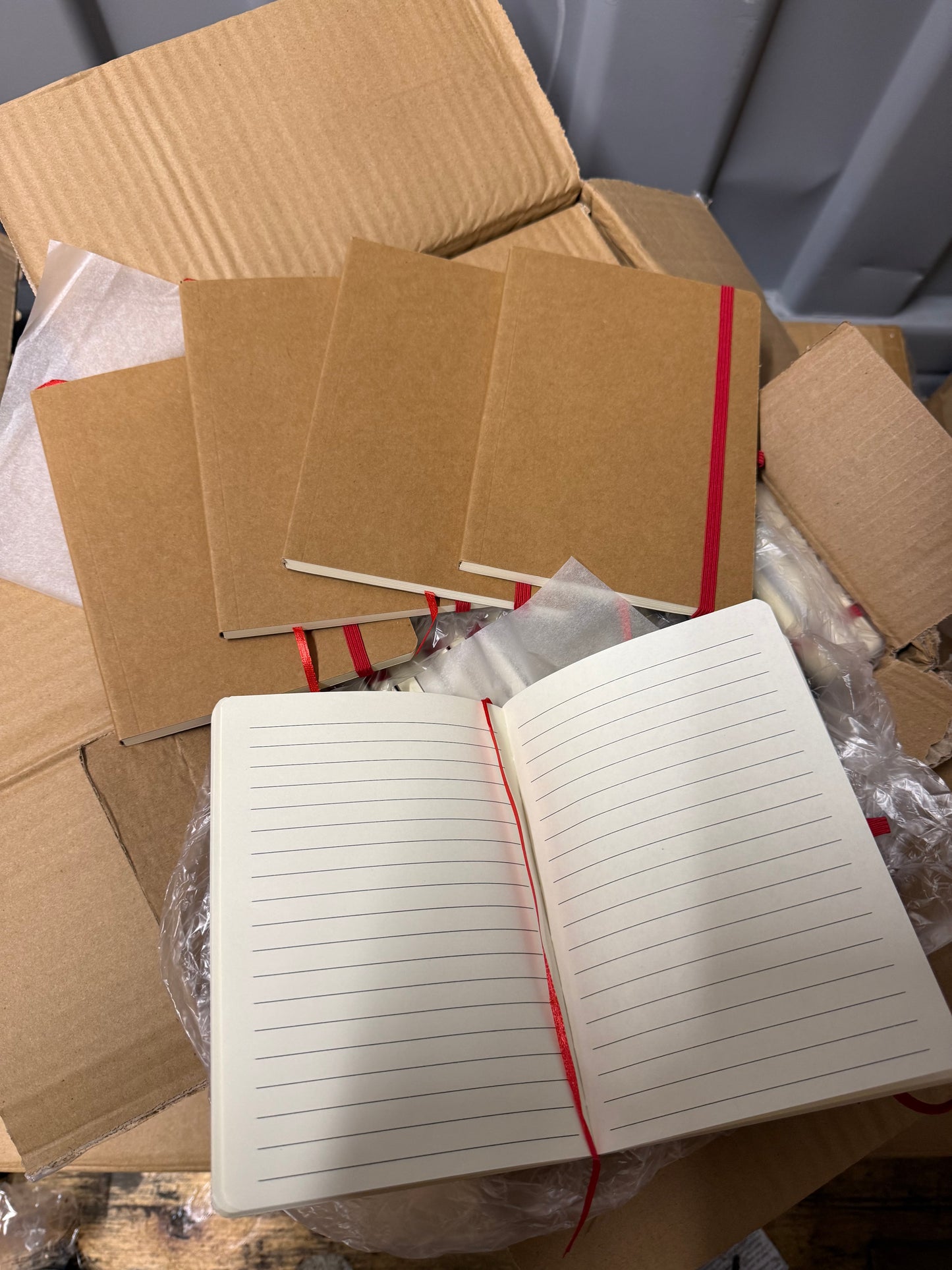Box Of 50 Purple, Red, white Closure Notebooks