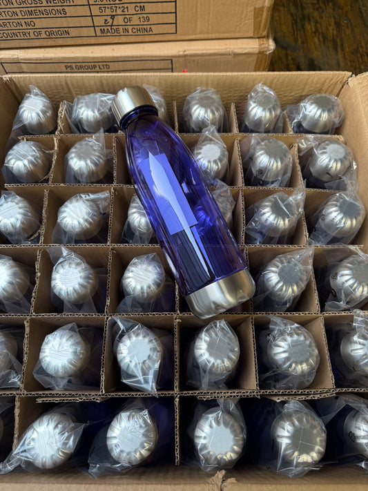 700mL Water Bottles Job Lot Wholesale 36 Bottles Purple With Chrome Lids