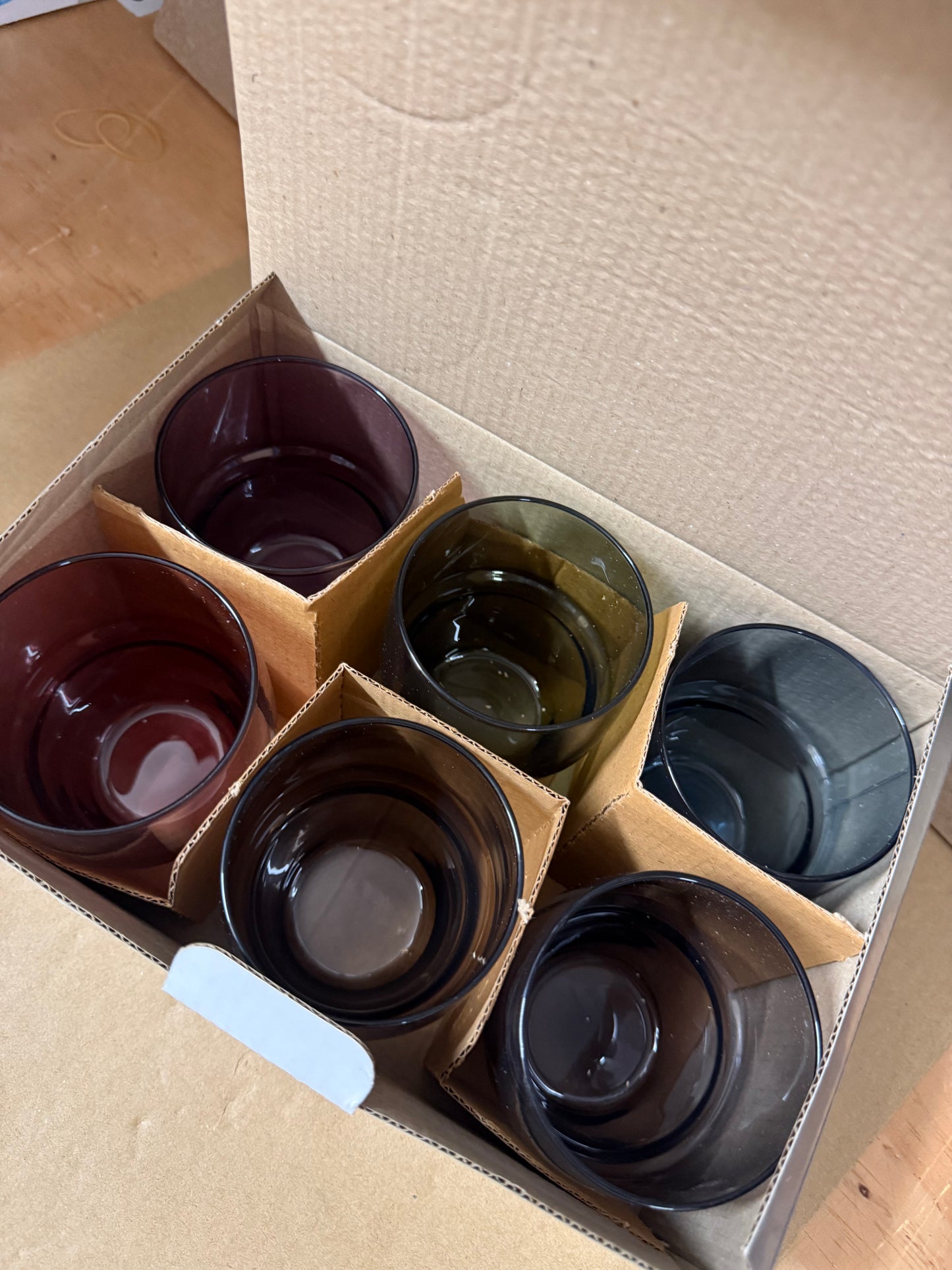 Pack of 6 low ball Glass coloured 280ml tumblers
