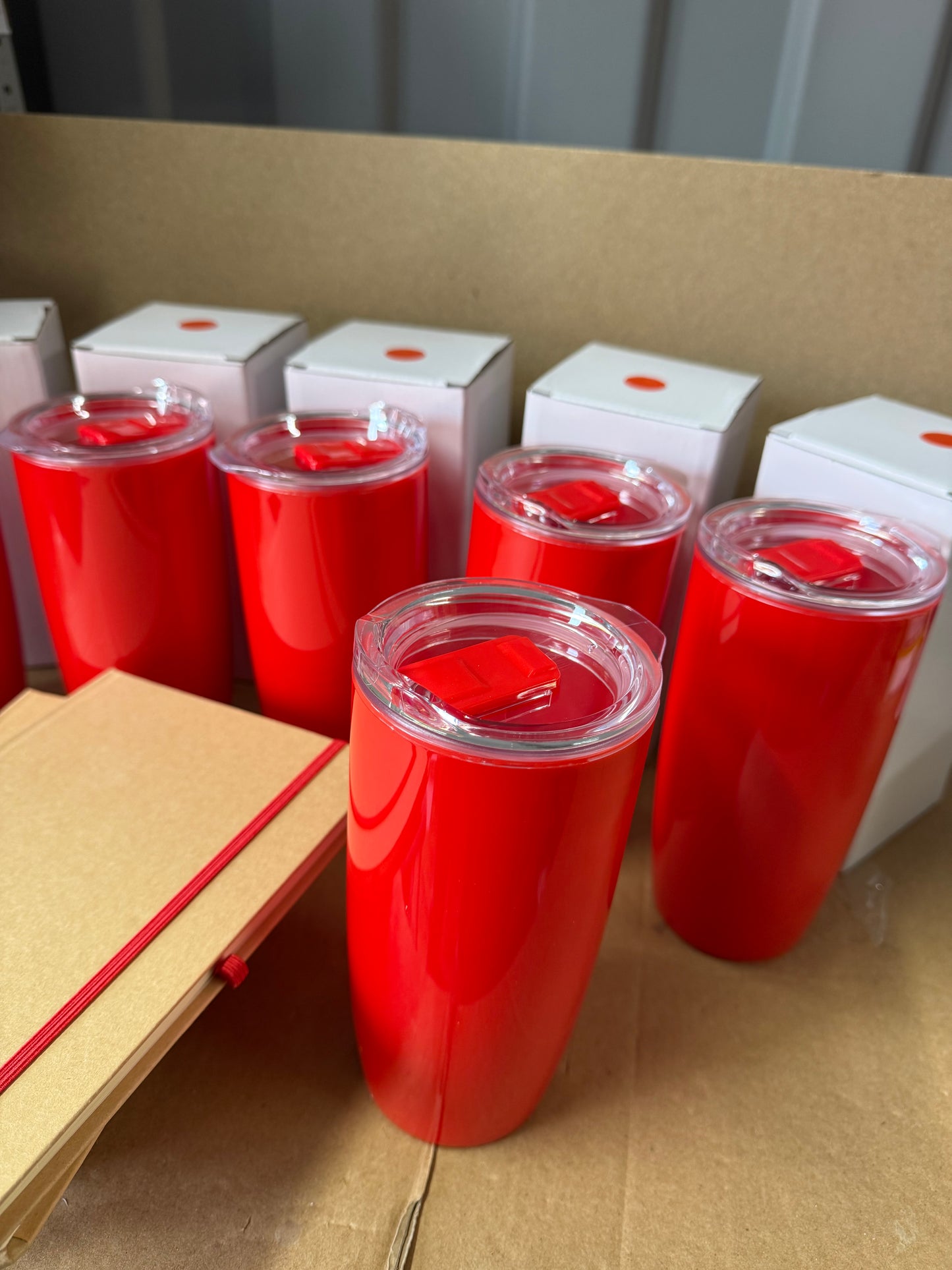 Bundle of 6 Natural/red notebook and red tumbler sets