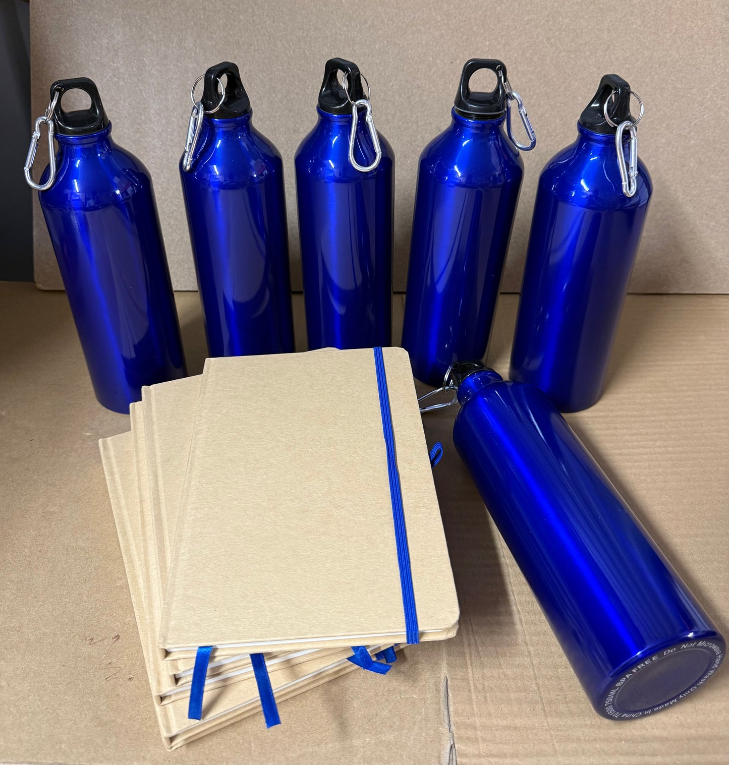 Bundle of 6 Aluminium water bottle and notebook sets