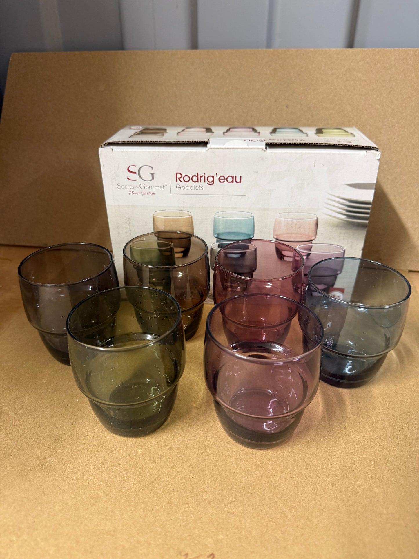 Pack of 6 low ball Glass coloured 280ml tumblers
