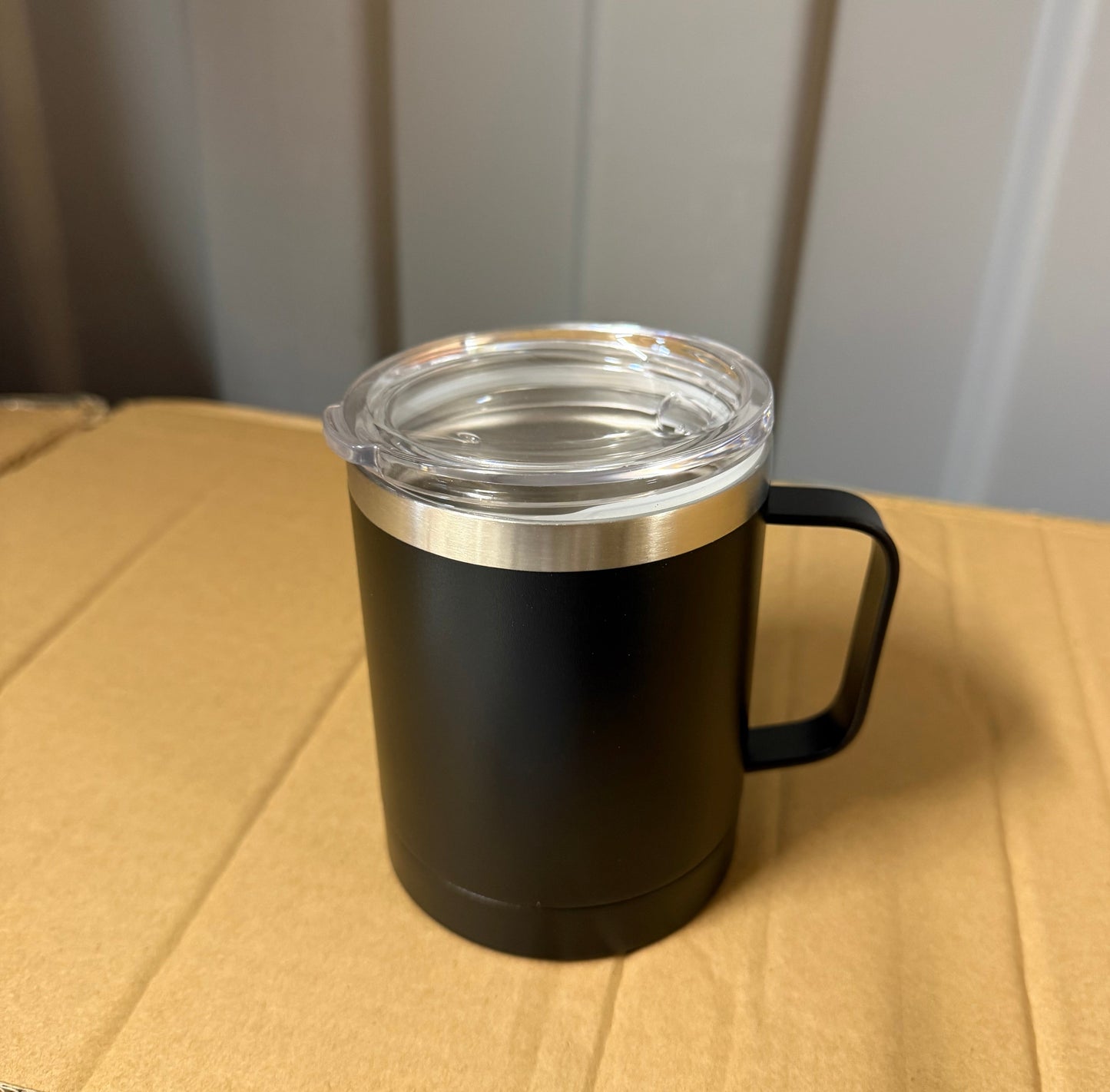 Black stainless steel double walled 330ml mugs