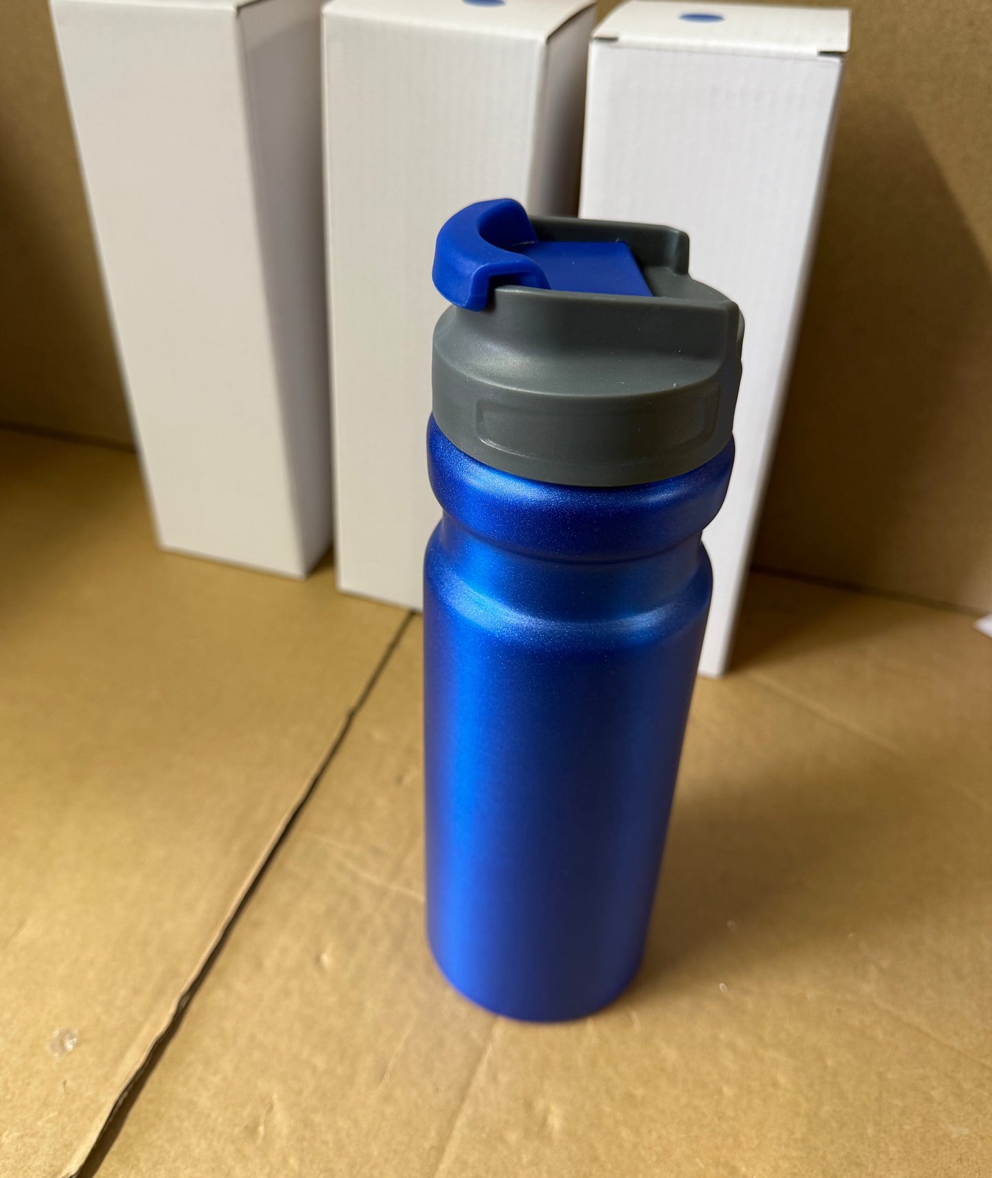 Lightweight 700ml single walled blue Aluminum water bottle