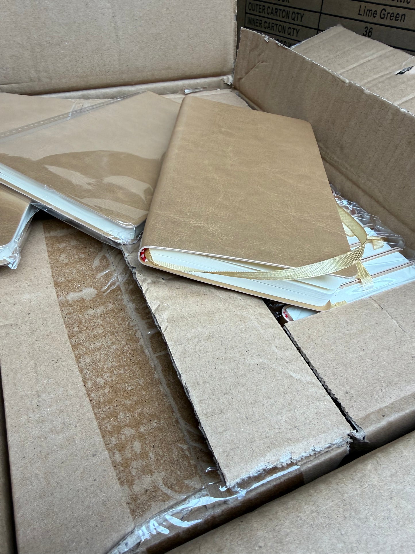 5x Gold PU backed slim pocket notebooks