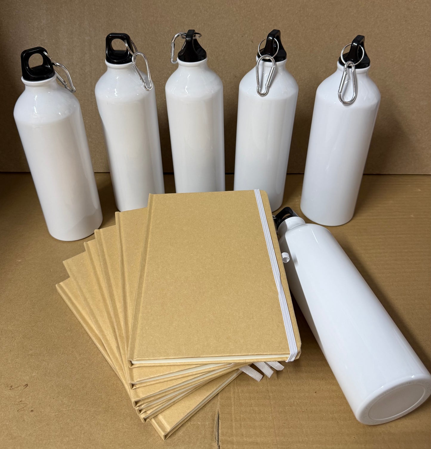 Bundle of 6 Aluminium water bottle and notebook sets