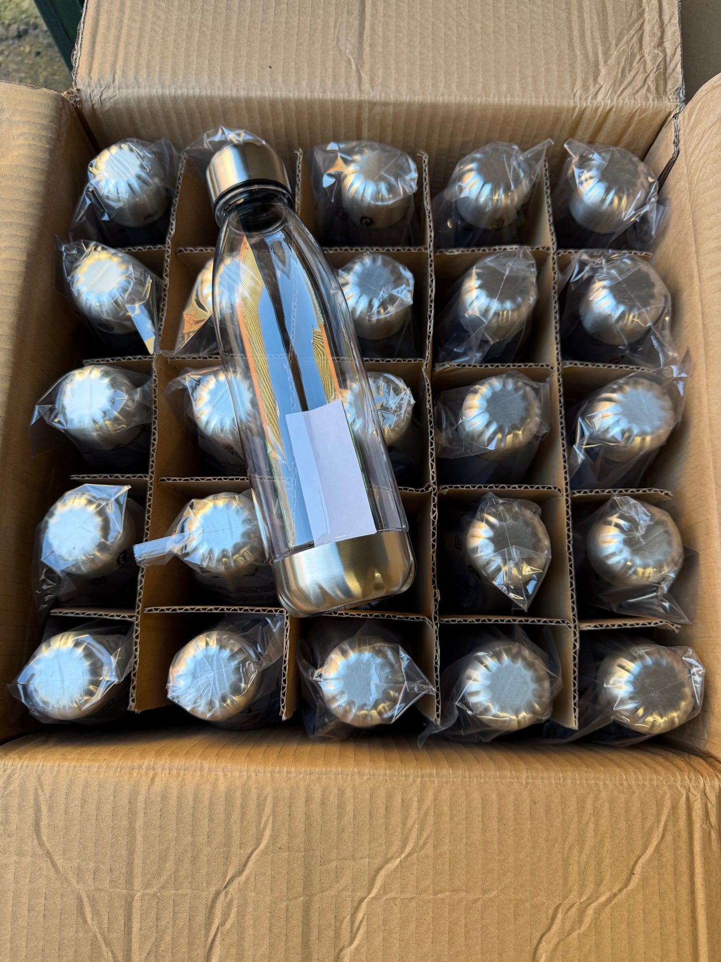 700mL Water Bottles Job Lot Wholesale 36 Bottles Clear With Chrome Lids