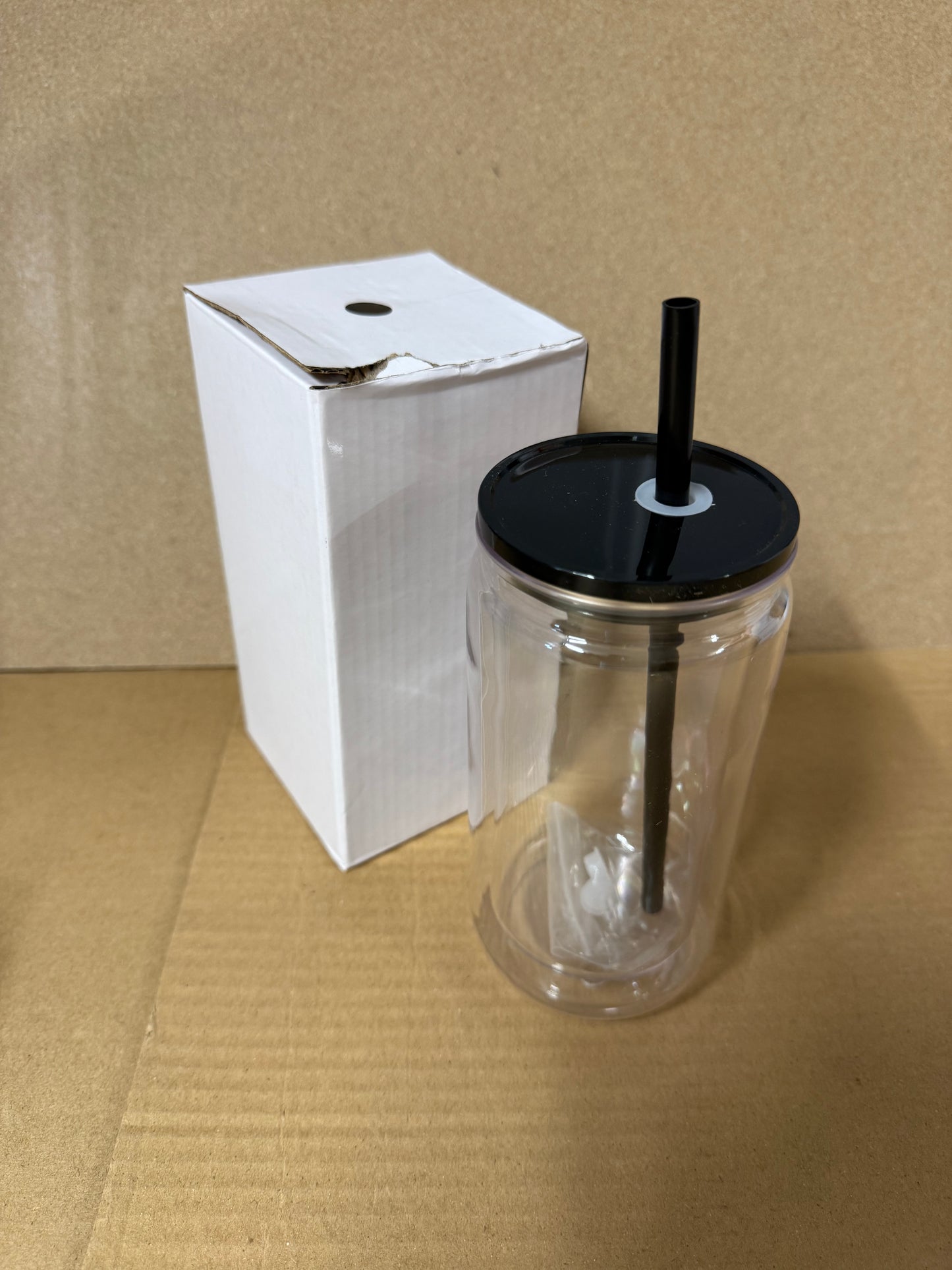 16oz double walled plastic snow globe tumblers pre drilled