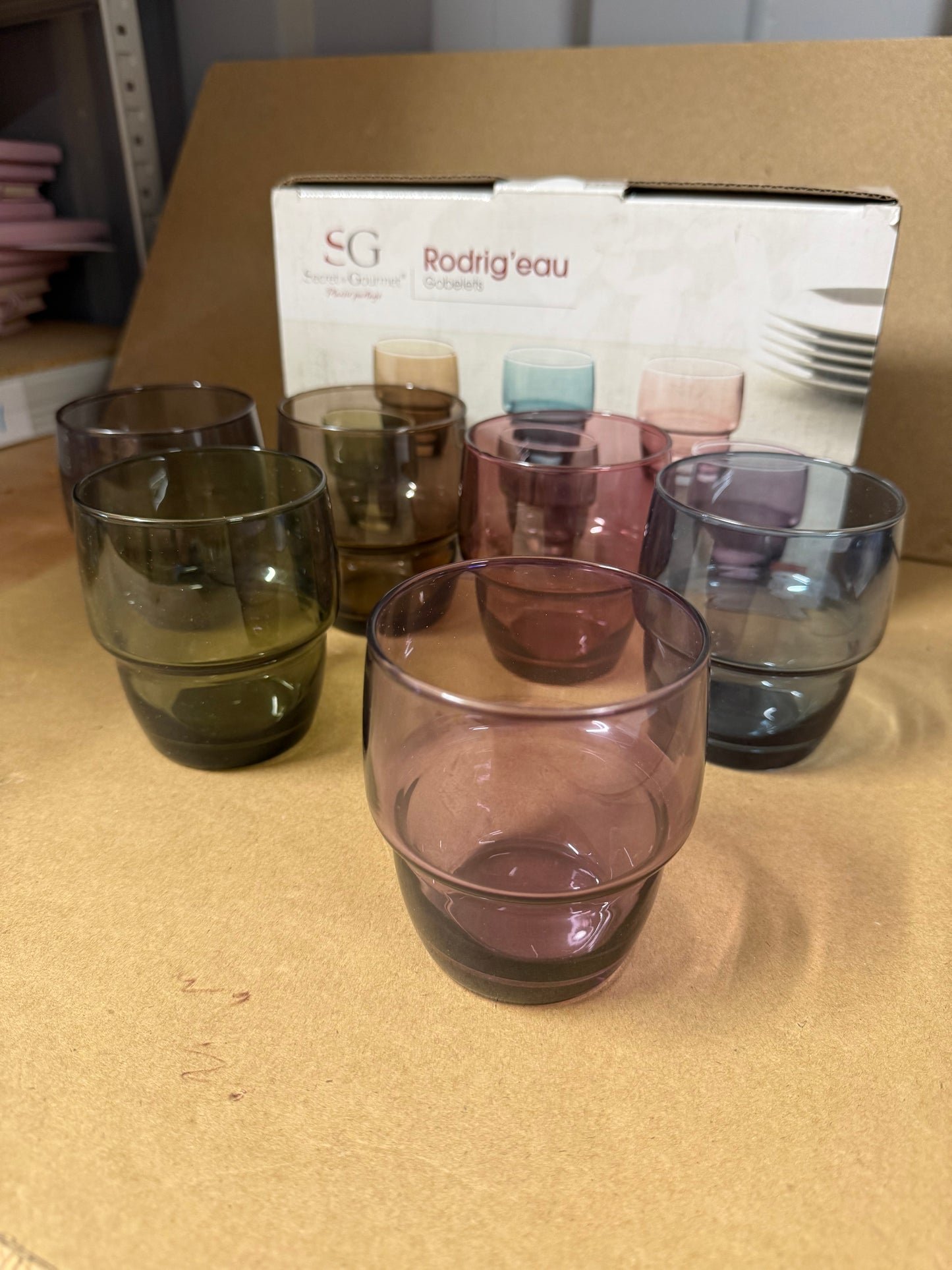 Pack of 6 low ball Glass coloured 280ml tumblers
