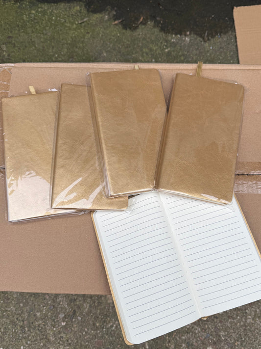 5x Gold PU backed slim pocket notebooks