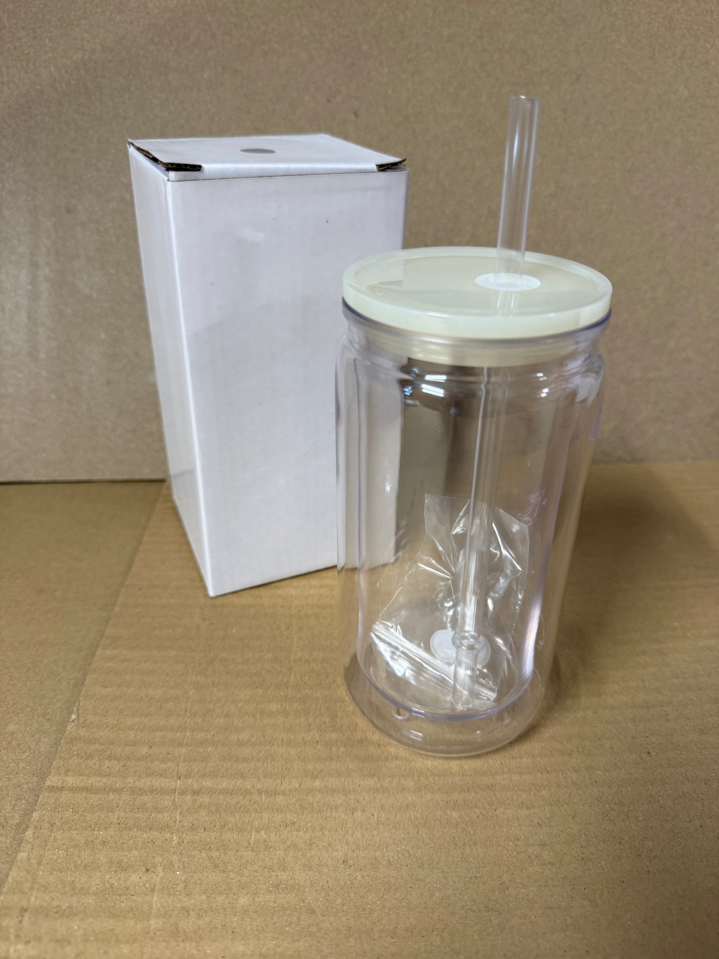 16oz double walled plastic snow globe tumblers pre drilled