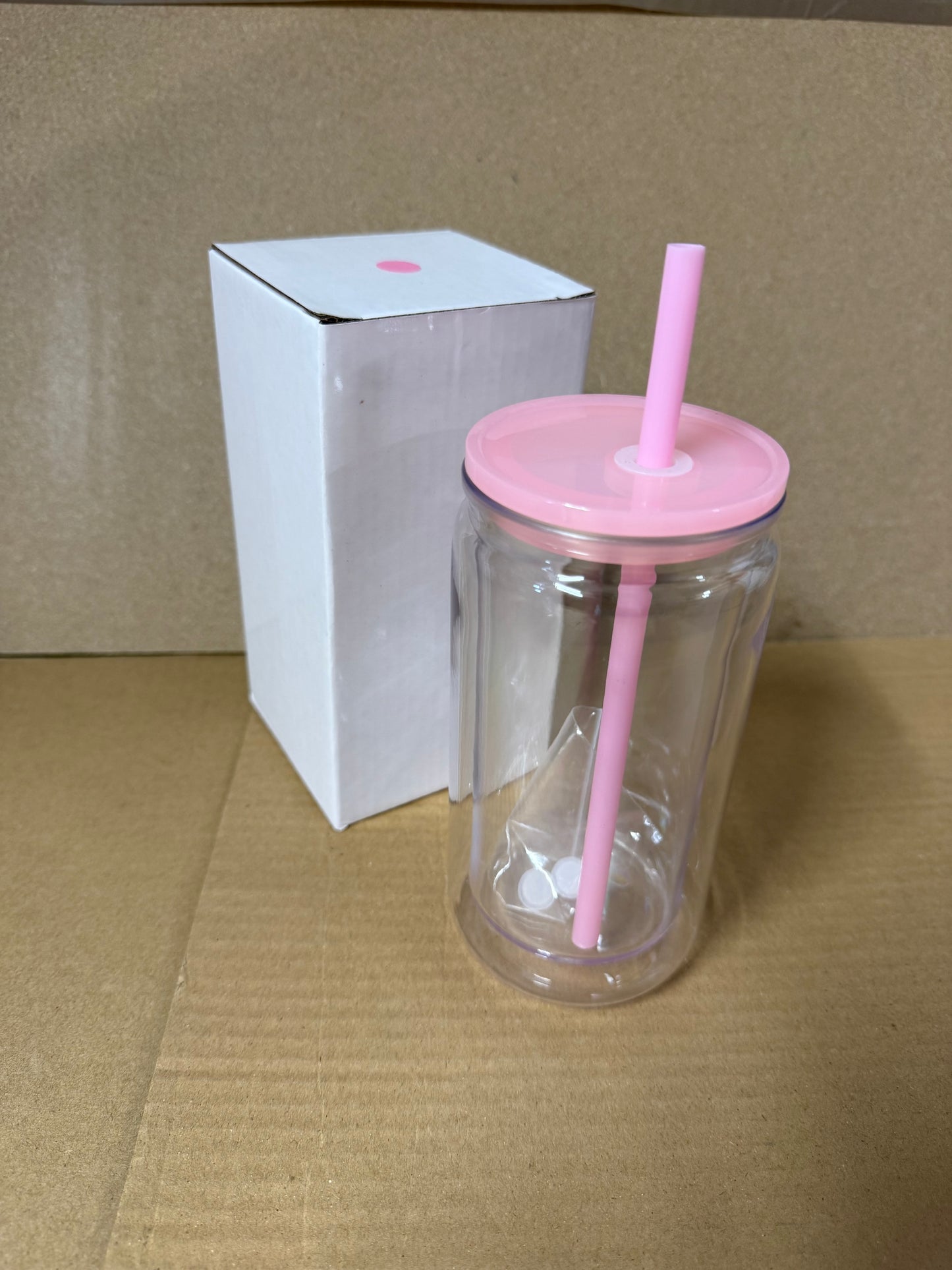 16oz double walled plastic snow globe tumblers pre drilled