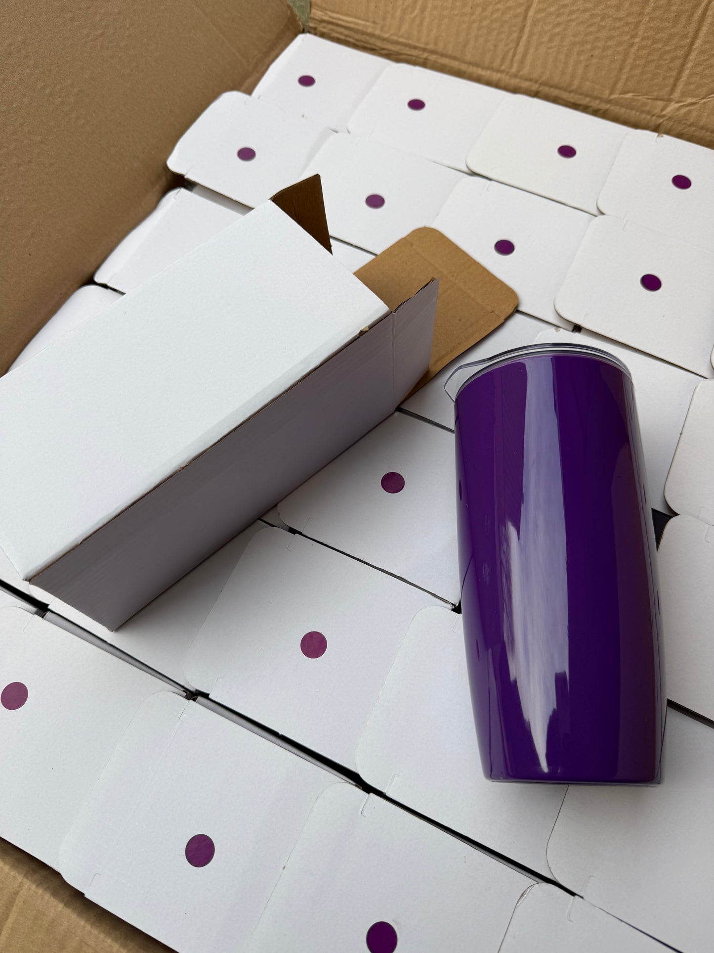 **Special Offer** Wholesale Joblot Box Of 36 Purple Plastic Thermal Cups With Sip Lids