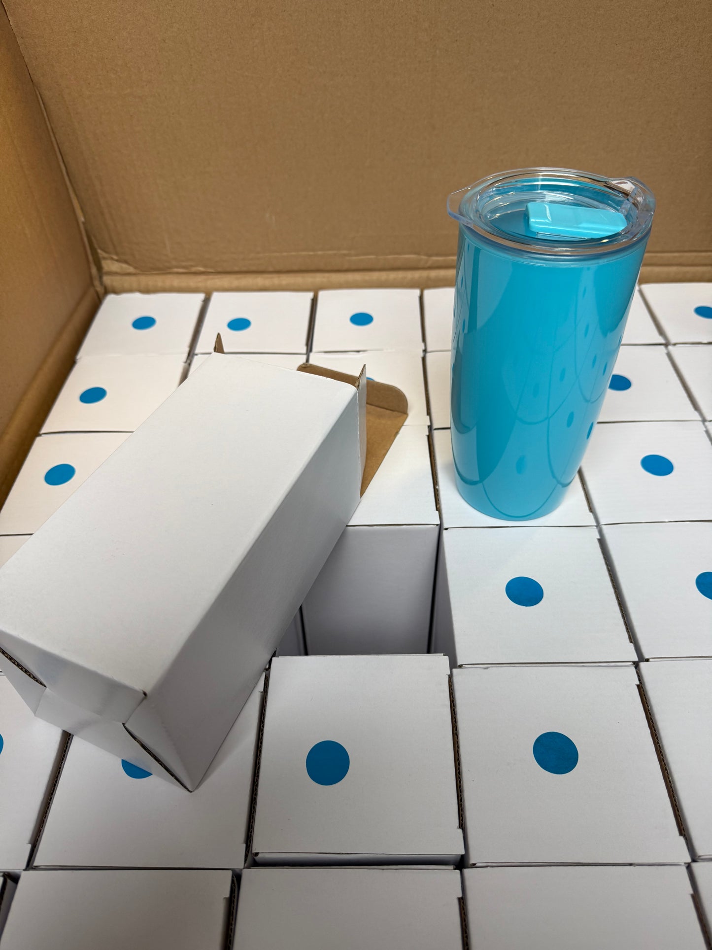 Wholesale Joblot Box Of 36 Teal Plastic Thermal Cups With Sip Lids
