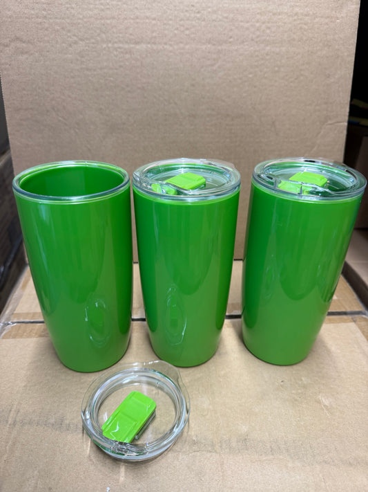 ** Weekend Deal ** Full box of 36 plastic thermal tumbler Green/Orange