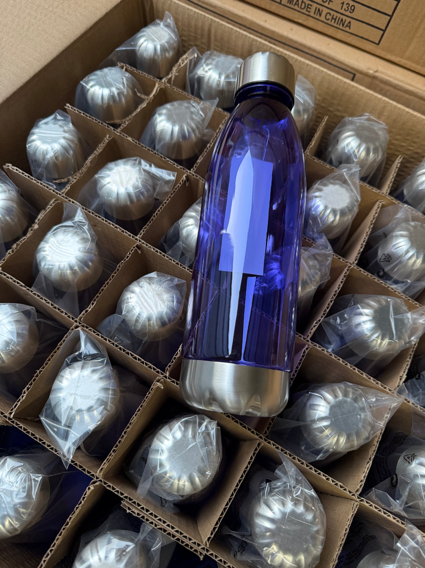 700mL Water Bottles Job Lot Wholesale 36 Bottles Purple With Chrome Lids