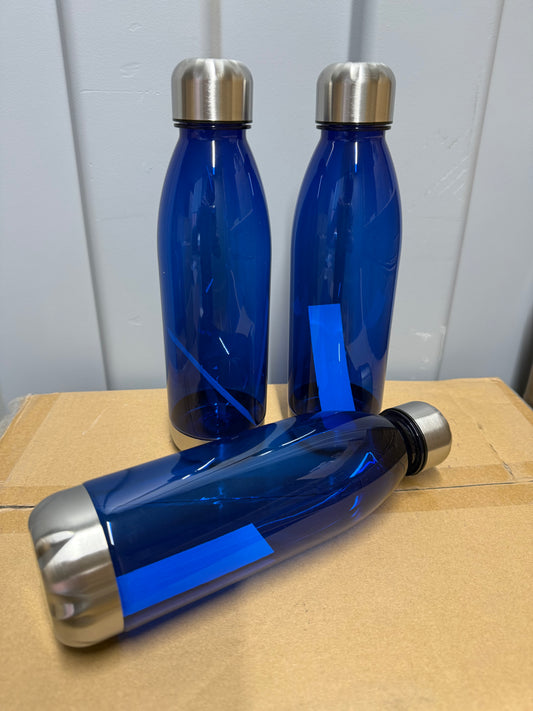 3 x plastic 700ml water bottles with chrome screw lids