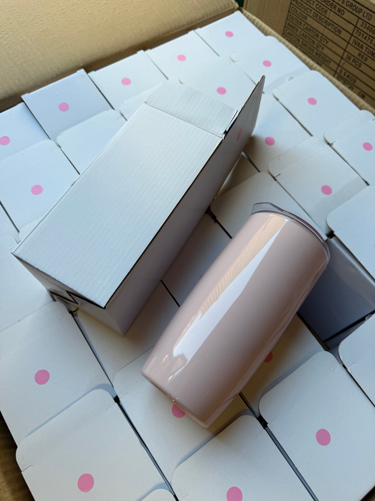 Wholesale Joblot Box Of 36 Pink Plastic Thermal Cups With Sip Lids