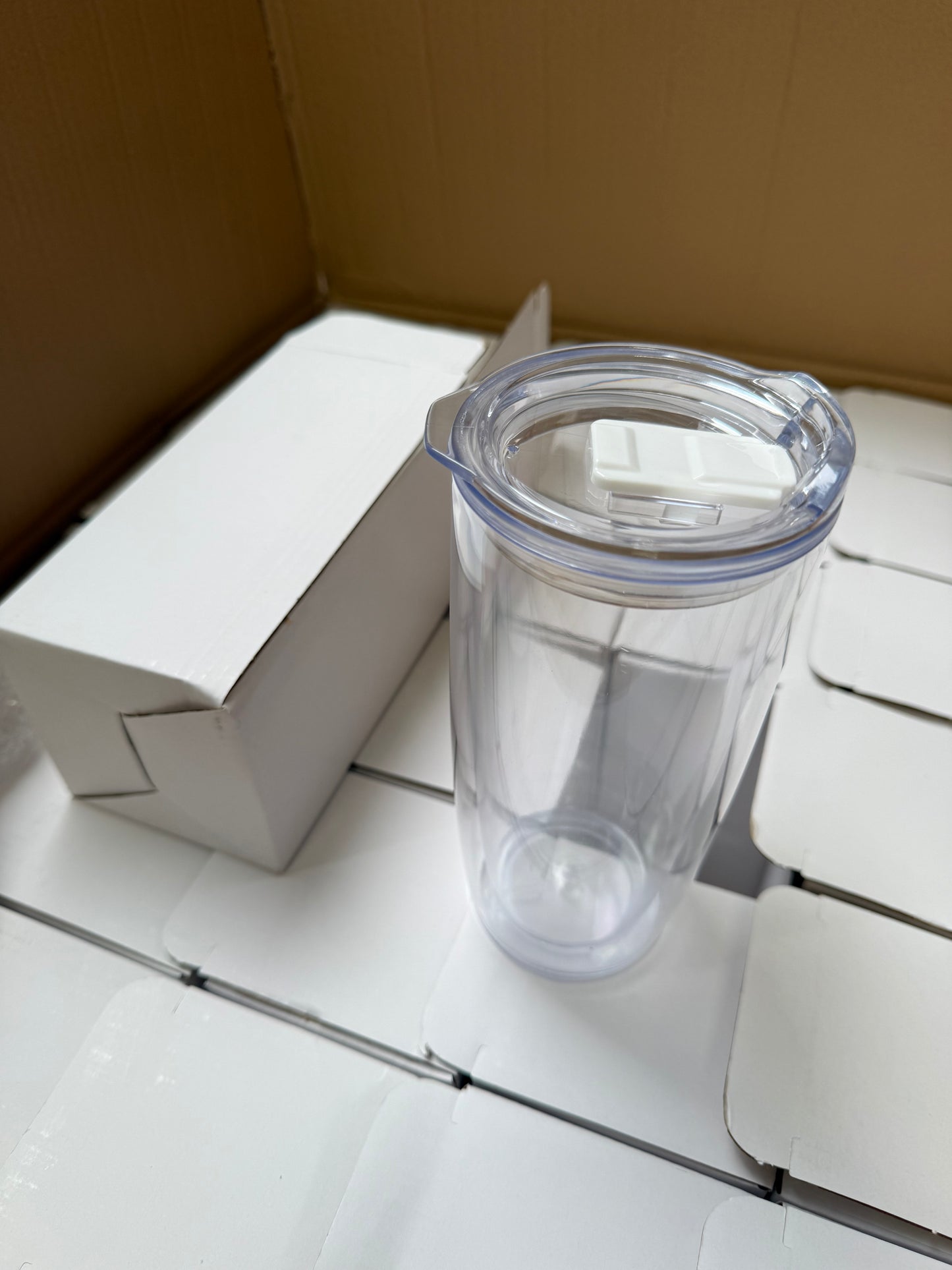 Wholesale Joblot Box Of 36 clear Plastic Thermal Cups With Sip Lids