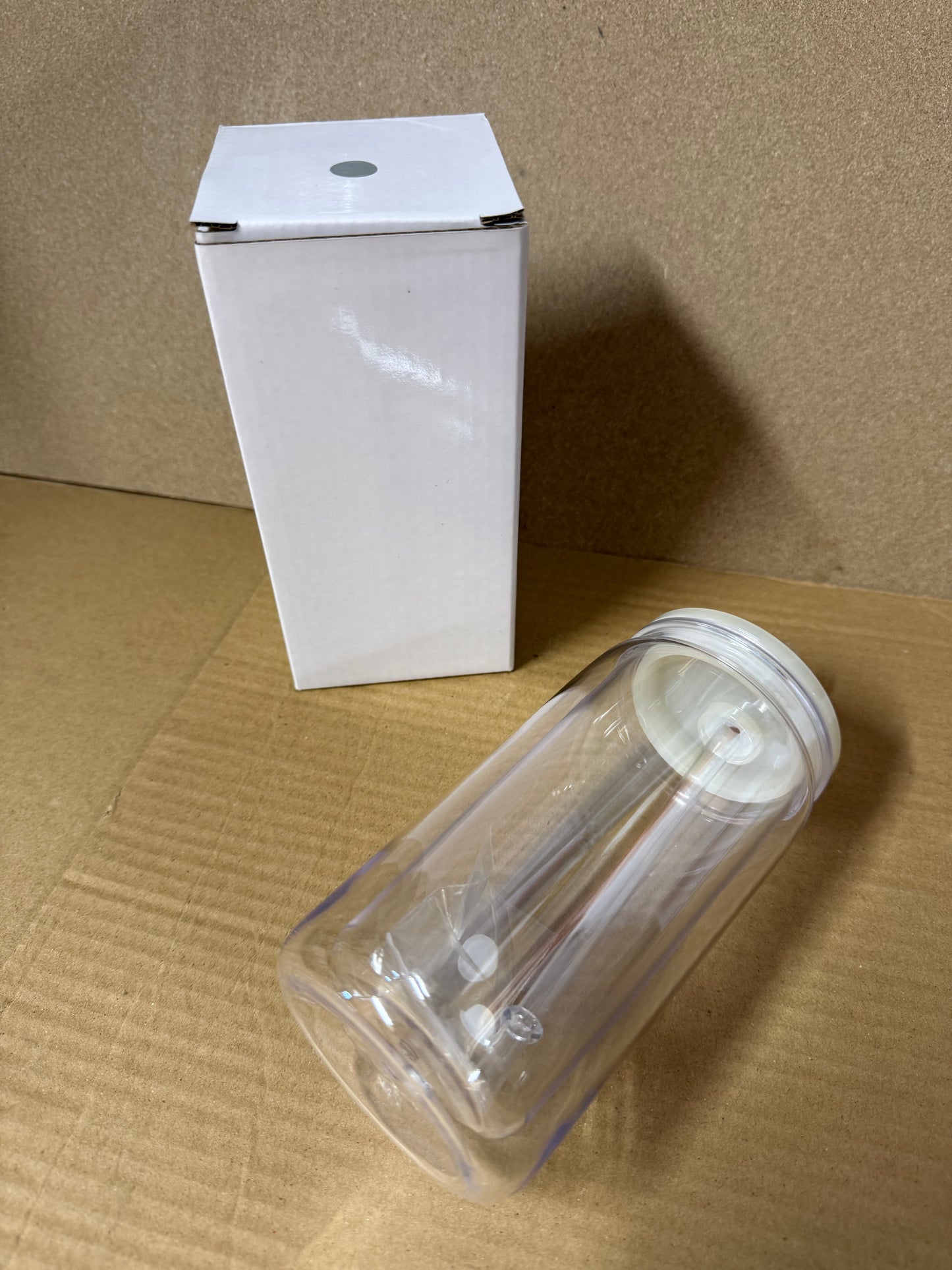 16oz double walled plastic snow globe tumblers pre drilled