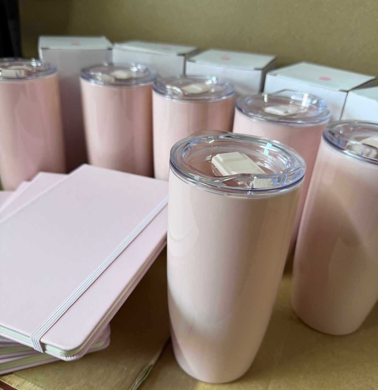 Bundle of 6 pink notebook and tumbler sets