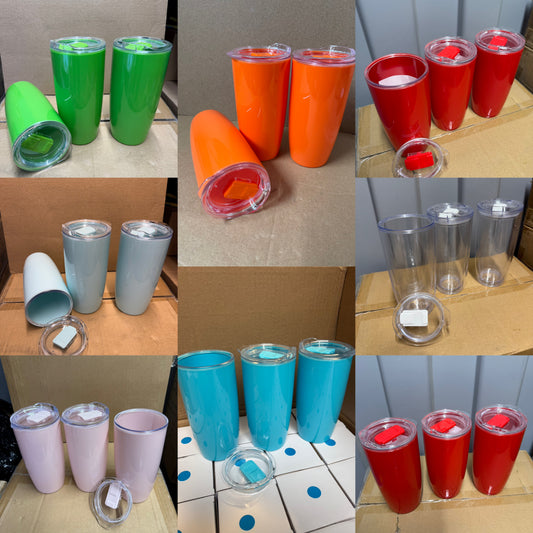3 pack - 530ml (19oz) double walled plastic tumblers